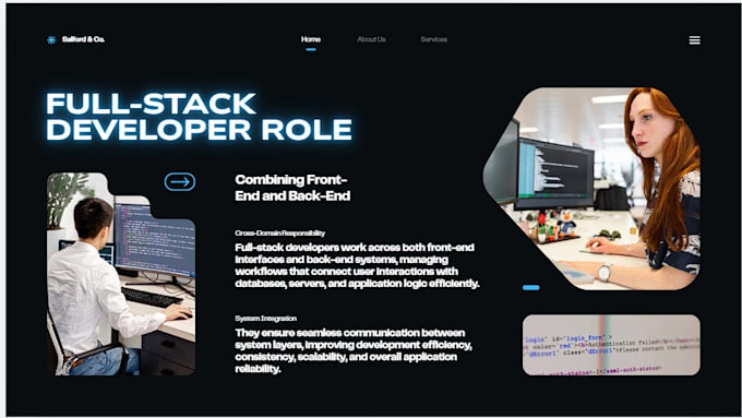 build, rebuild website development as full stack developer, front end developer