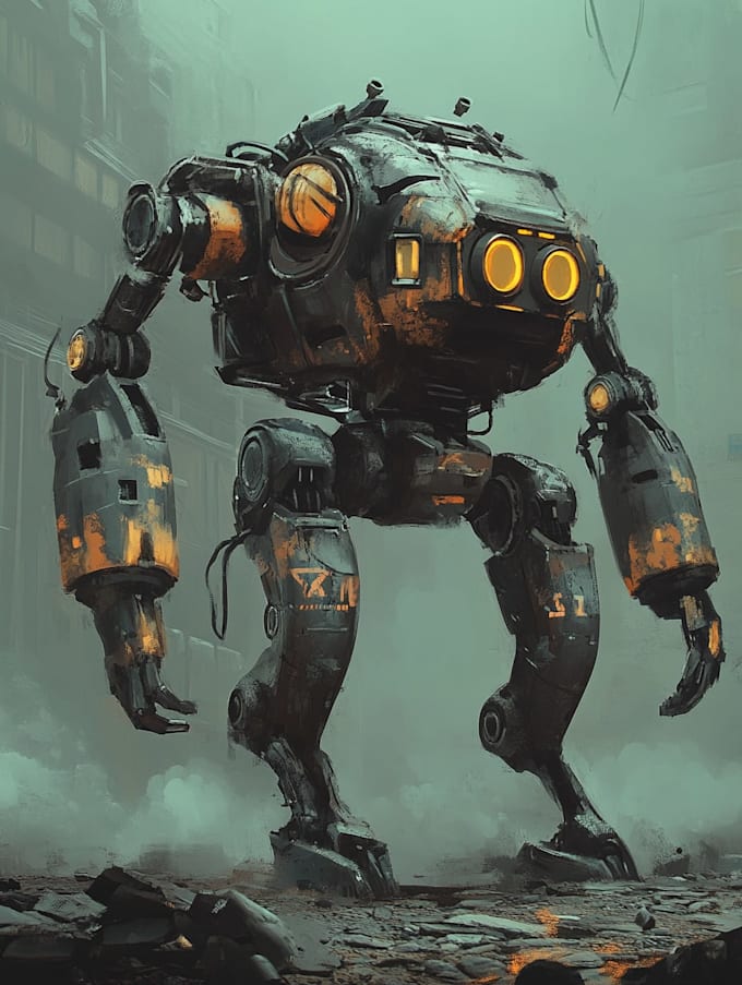 do anime style mecha robot illustrations