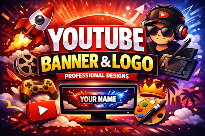 create professional youtube banner and logo