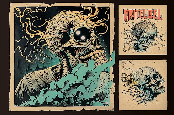 do amazing art retro horror, stoner, psychedelic