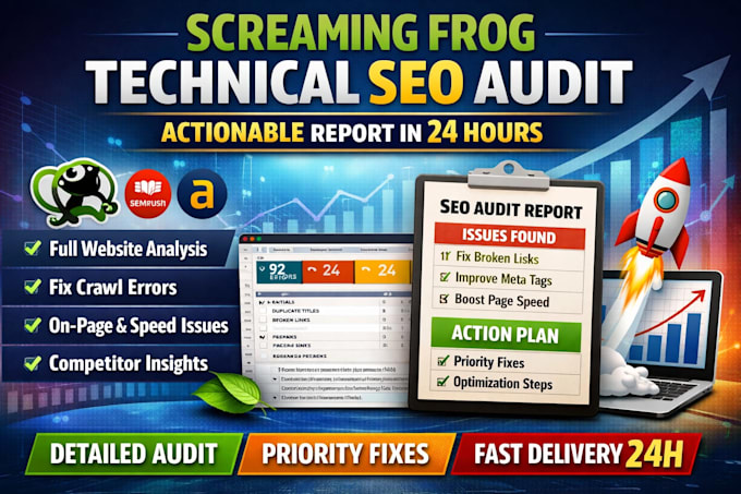 screaming frog technical SEO audit with actionable report in 24h