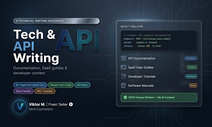 write technical documentation, API guides, and saas content