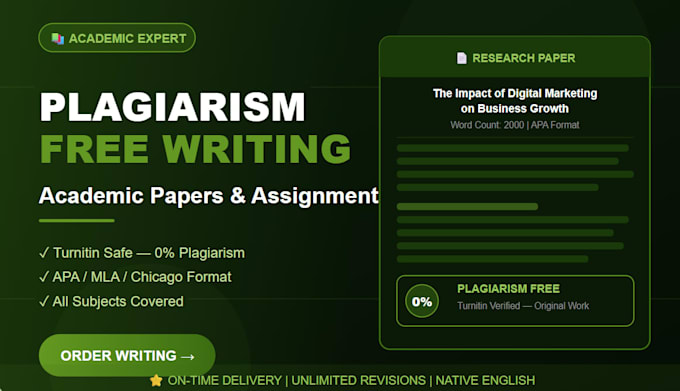 write plagiarism free academic papers and assignment
