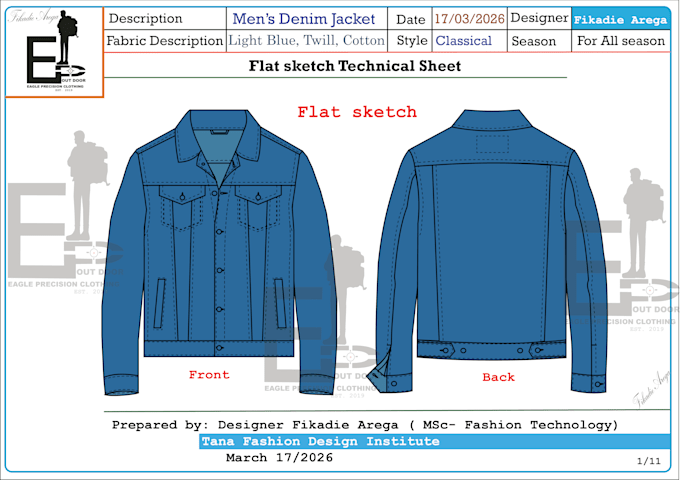 create technical patterns and tech packs for apparel