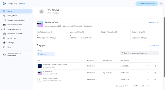 handle google play console app publishing and closed testing