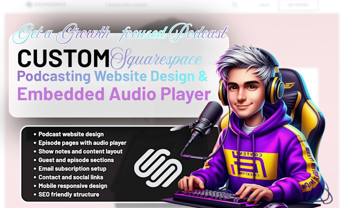 design set up squarespace podcast website