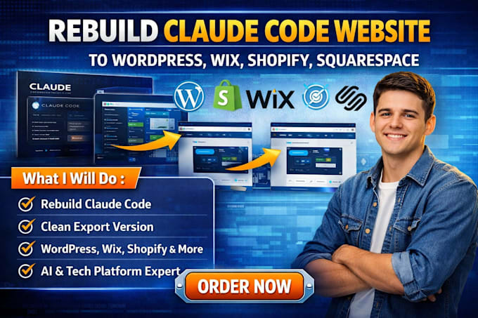 migrate claude code website to shopify squarespace wordpress wix clean export