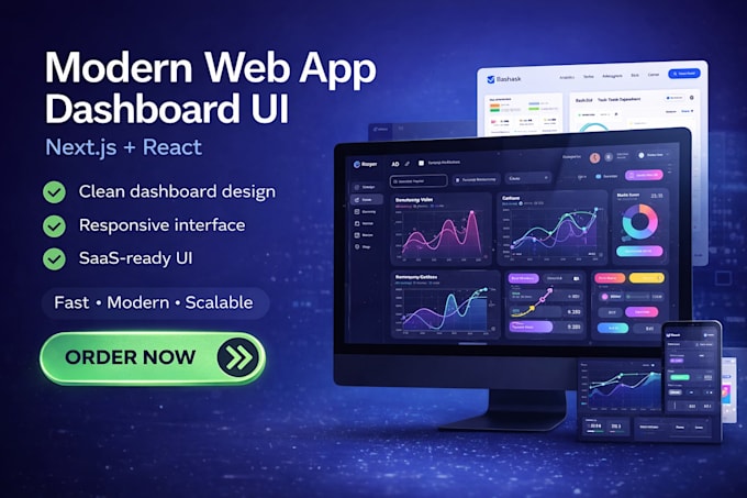 build a modern web app or dashboard with nextjs and react
