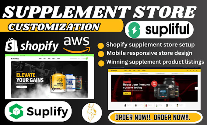 build supplement dropshipping shopify store via suplify supliful topdawg amazon
