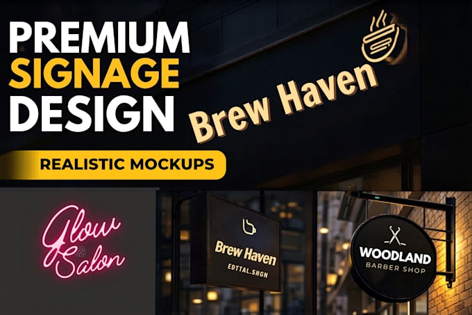 design premium 3d signage and storefront signboard mockups