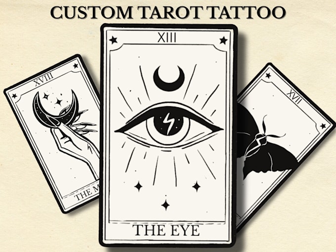 design custom tarot tattoo in blackwork style