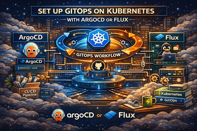 set up gitops on kubernetes with argocd or flux