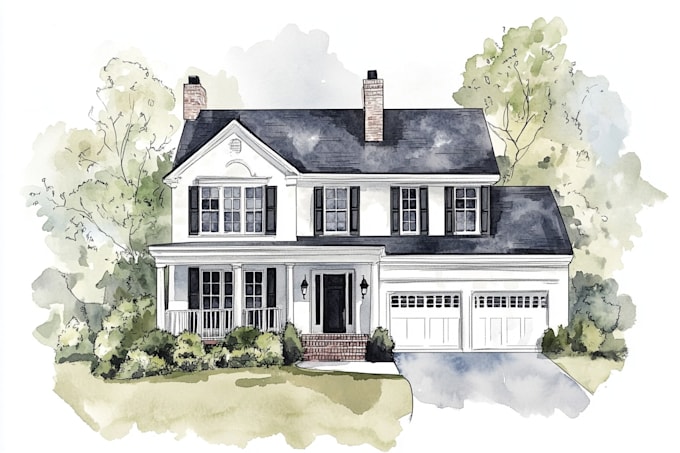paint watercolor house portrait