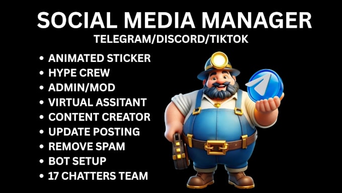 do telegram social media community manager, admin , moderator
