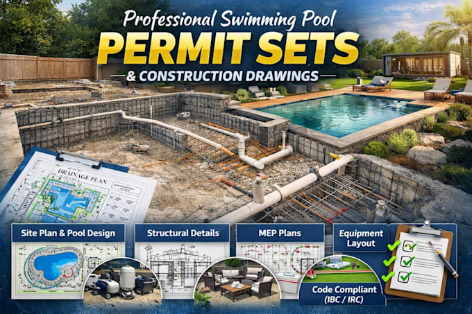 create swimming pool permit drawings pool construction plans blueprint autocad