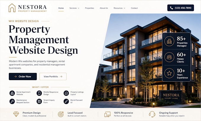 design wix property developer website real estate development company website