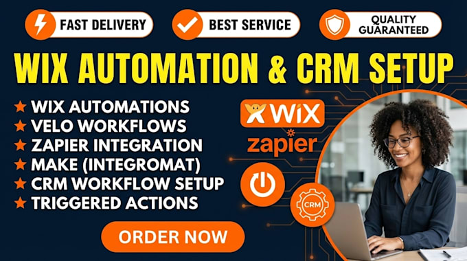 setup wix automations, velo workflows, zapier or make integrations, crm workflow