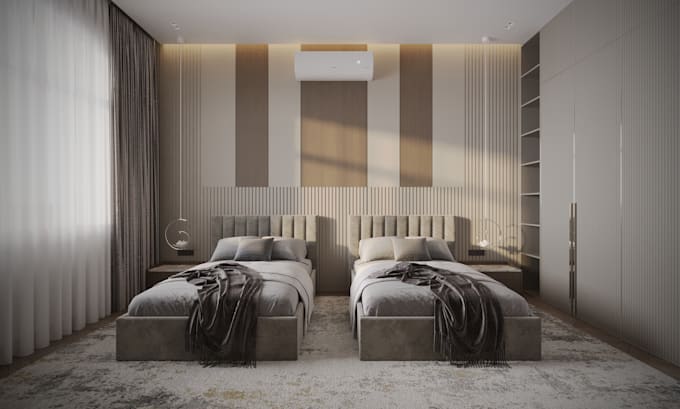 do modern interior design and architectural 3d rendering