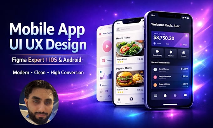 Moderne mobiele app ui ux ontwerp in figma voor ios en android apps