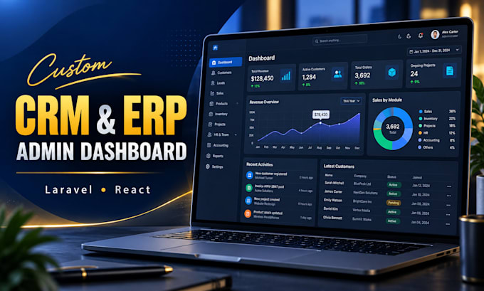 develop custom CRM erp software and admin dashboard