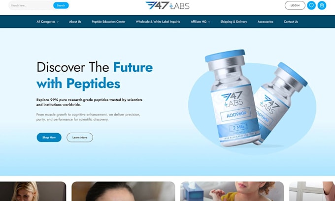 peptide website design research peptide, peptide website in shopify or wordpress