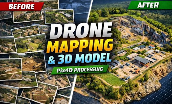 process drone images into 3d map, orthomosaic and terrain using pix4d