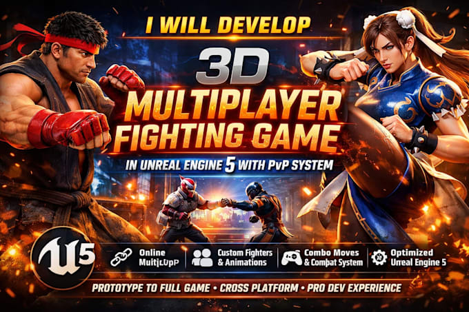 Develop 3d multiplayer fighting game in unreal engine 5 with pvp system ...