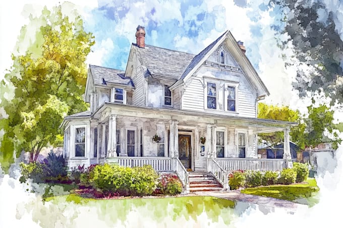 watercolor a house portrait