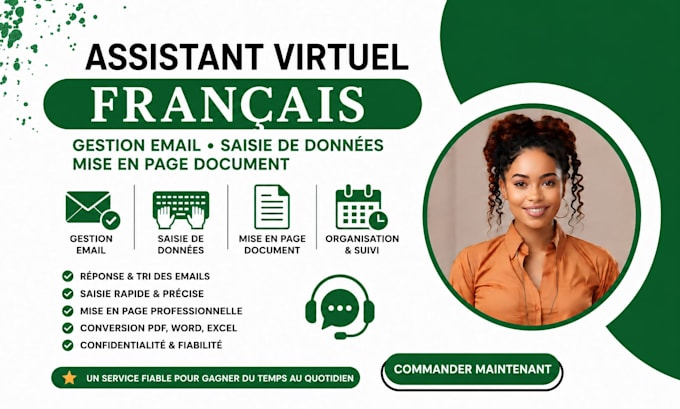 assistant virtuel francais gestion email saisie de donnees mise en page document
