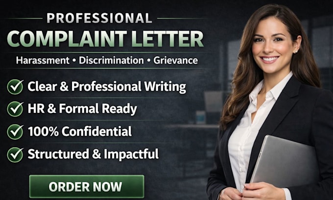 write a professional workplace harassment and discrimination complaint letter