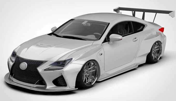 Een 3d auto herontwerpen, aangepaste widebody kit, automotive 3d auto ...