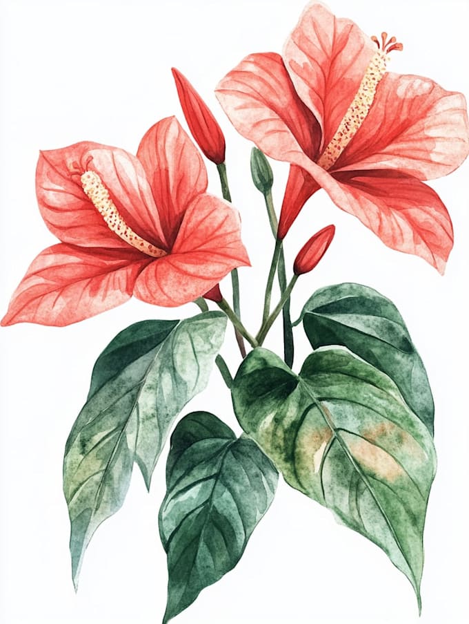 create digital botanical watercolor clipart