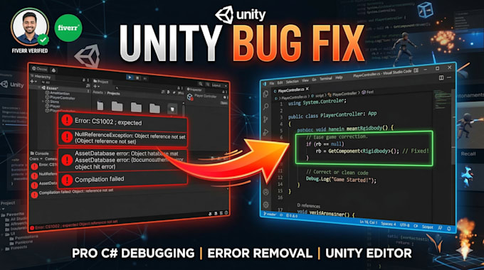 fix unity bugs, scripts, errors, and crashes in your game