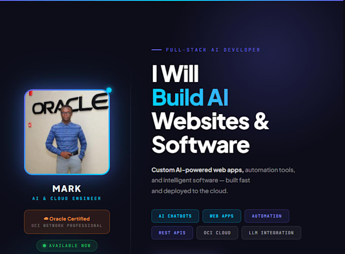 do full stack website development, ai website, ai chatbot, ai software developer