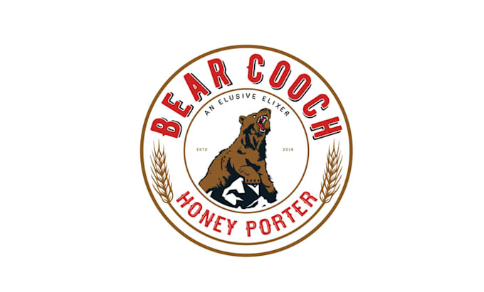 design super bear coach beer label logo