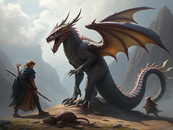 draw concept art for characters, dragons and monsters