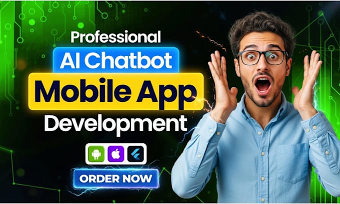 develop ai flutter mobile app with eye catching thumbnail for playstore, chatbot