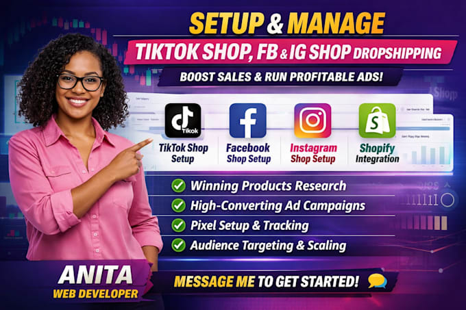 setup tiktok shop dropshipping setup fb and ig shop manage and setup ads