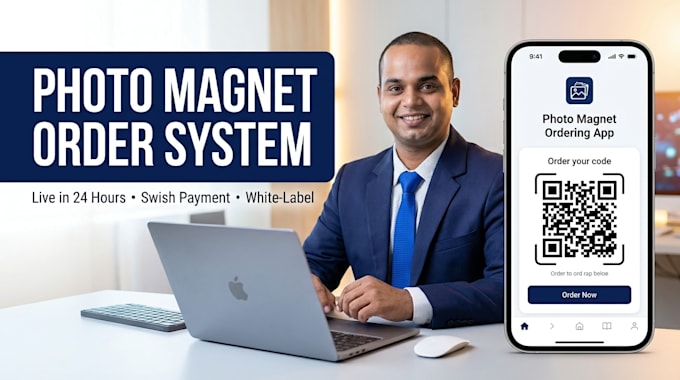 set up a white label photo magnet order system with a qr code, admin panel