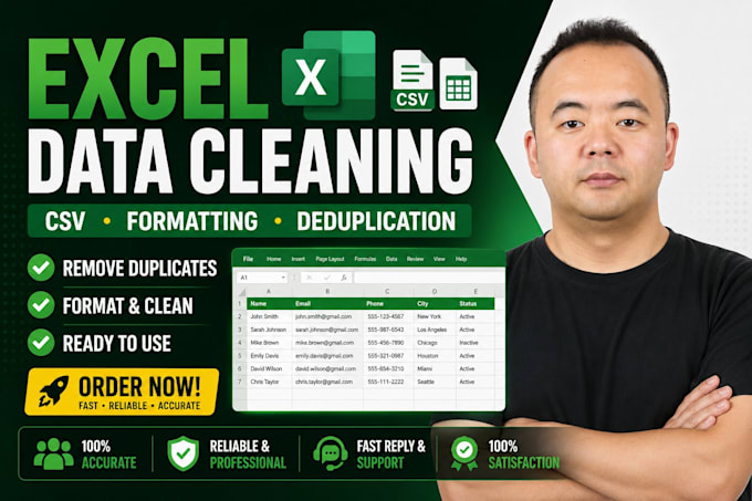 do excel data cleaning, formatting and data cleanup