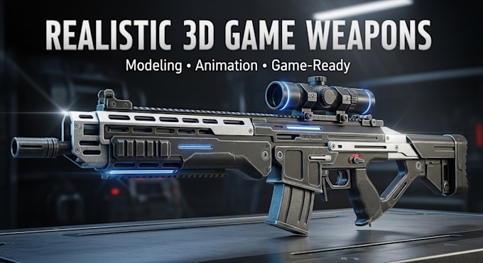 create realistic 3d game weapons with animation and optimized files