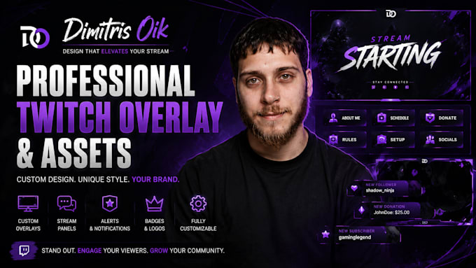 design professional twitch overlays and assets