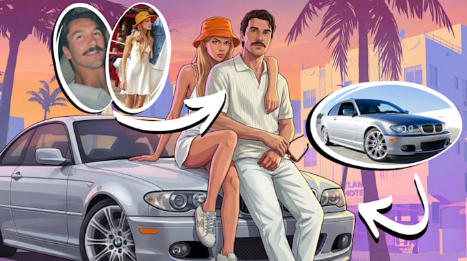make you a gta 6 personalised couples portrait and car