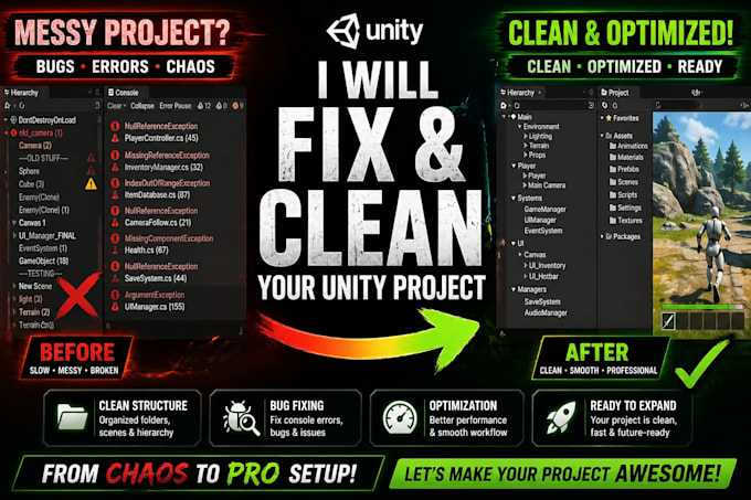 fix bugs and clean up your unity project professionally