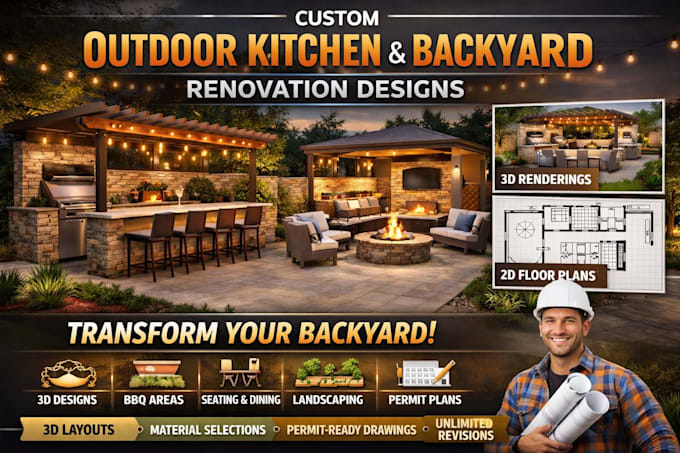 do outdoor kitchen background renovation 3d layout plan design