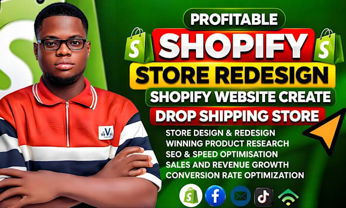 build shopify store, redesign shopify website, create dropshipping store