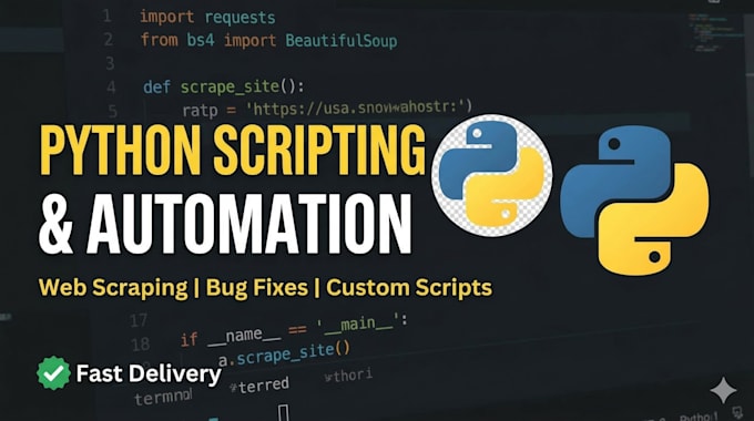 write custom python scripts for automation, web scraping, and bug fixing