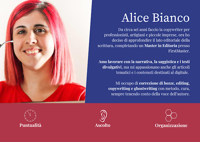 copywriter, editor e correttrice di bozze romanzi