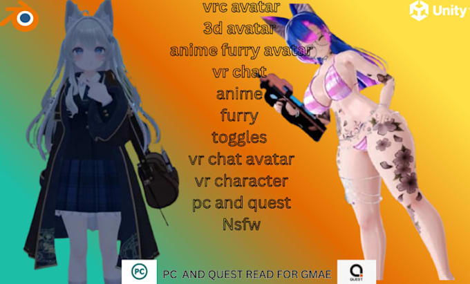 custom vrchat avatar vr character vrc avatar, nsfw 3d model vr chat humanoid