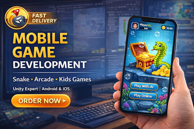 develop mobile arcade game like snake game in unity for android ios
